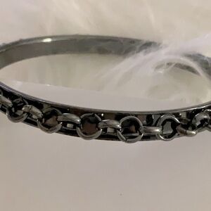 VINTAGE GUNMETAL CHAIN LINK BANGLE BRACELET